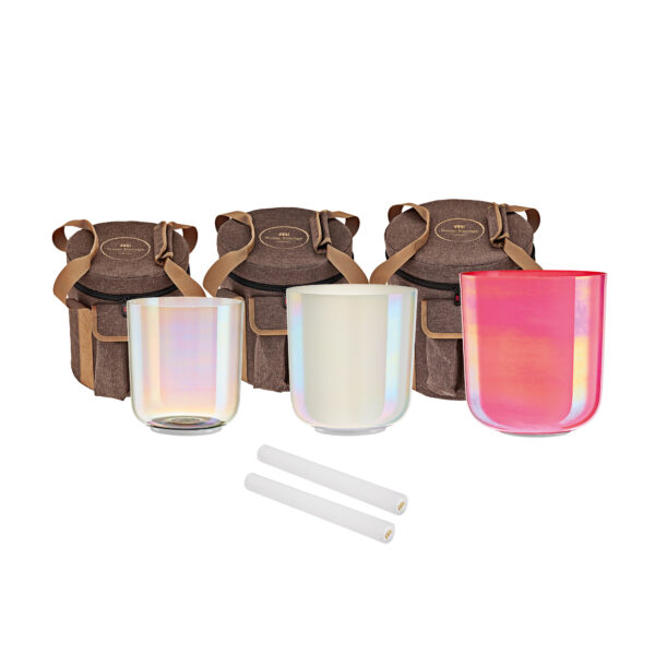 Meinl Sonic Energy Essence Set 3pz Campane di Cristallo Set Solarplexus Crown Chakra della Gola 440 Hz E4/B3/G3 ECSBSETEBG