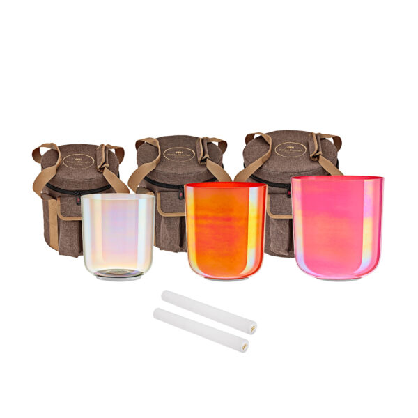 Meinl Sonic Energy Set 3pz Campane di Cristallo Essence Campana di Cristallo Solarplexus Chakra della Radice della Gola 440 Hz E4/B3/G3 ECSBSETECG