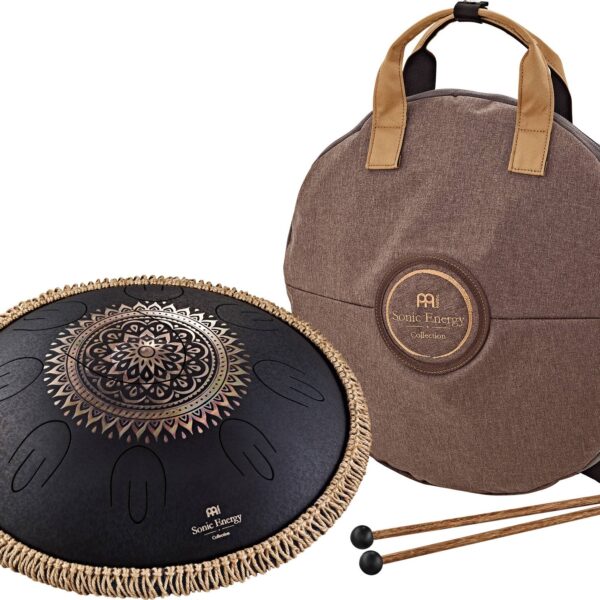 Meinl Sonic Energy Steel Tongue Drum 16″ Ø 40cm Octave Re Kurd Black Floreal OSTD1BKE