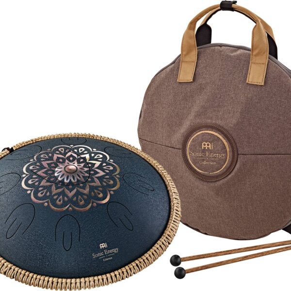 Meinl Sonic Energy Steel Tongue Drum 16″ Ø 40cm Octave Re Amara Navy Blue Floreal OSTD2NBE
